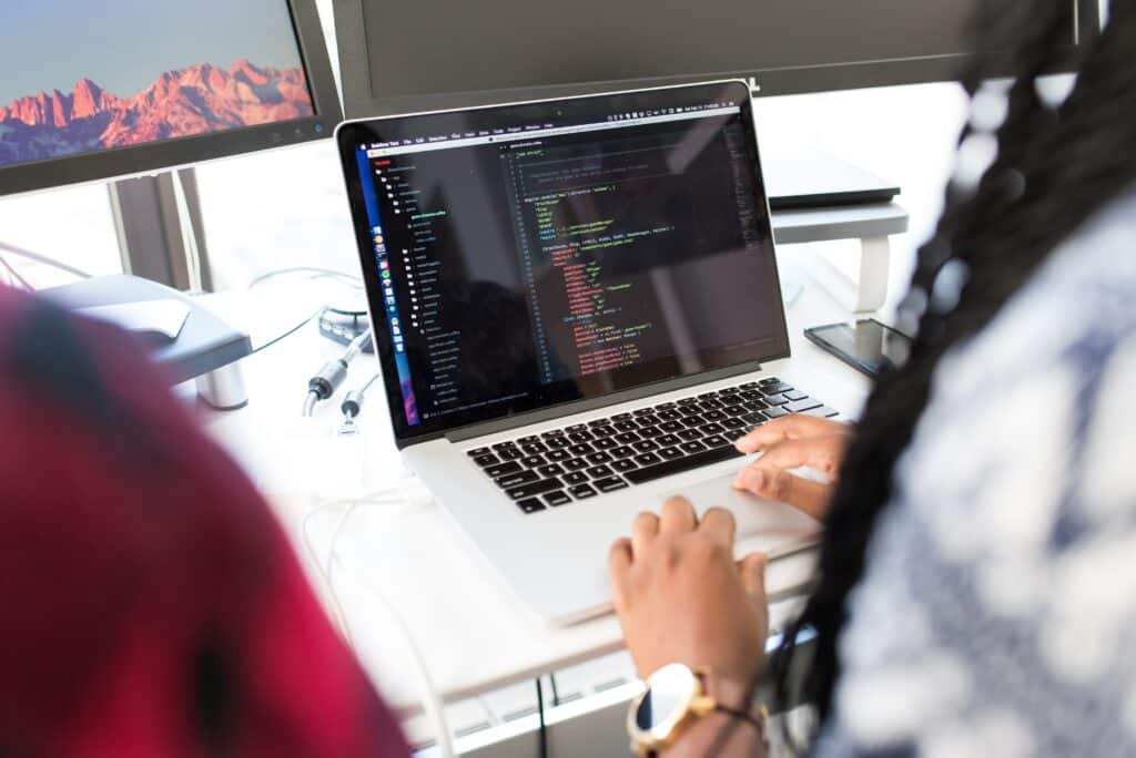 Person developing website code
