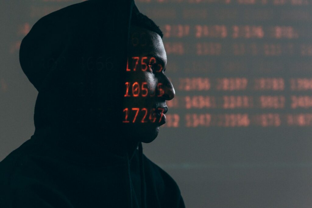 Man with red numbers overlaid