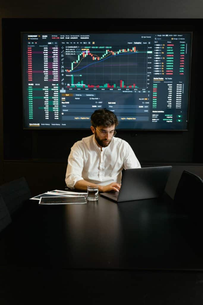 Man analyzing data